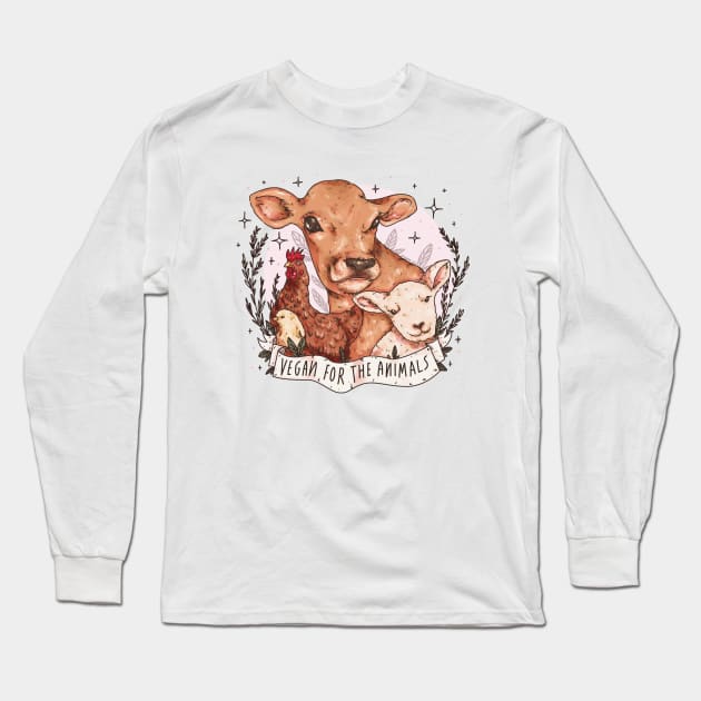 Vegan For The Animals Long Sleeve T-Shirt by chiaraLBart